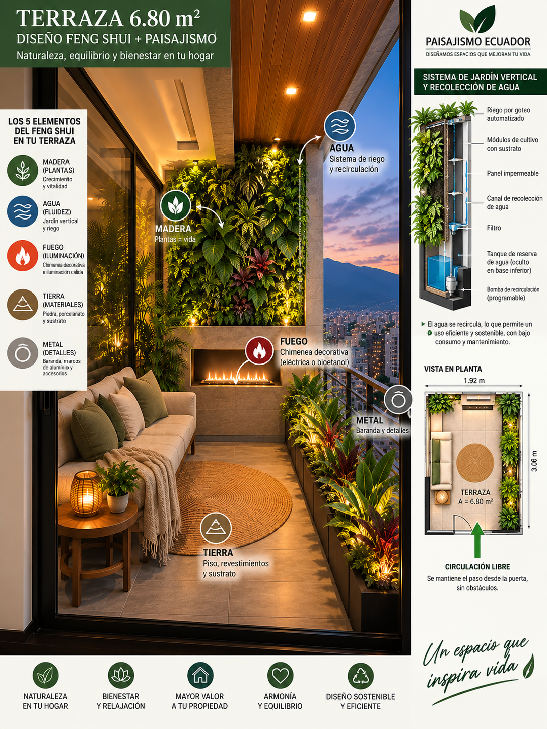 Propuesta conceptual de paisajismo inspirada en principios de Feng Shui